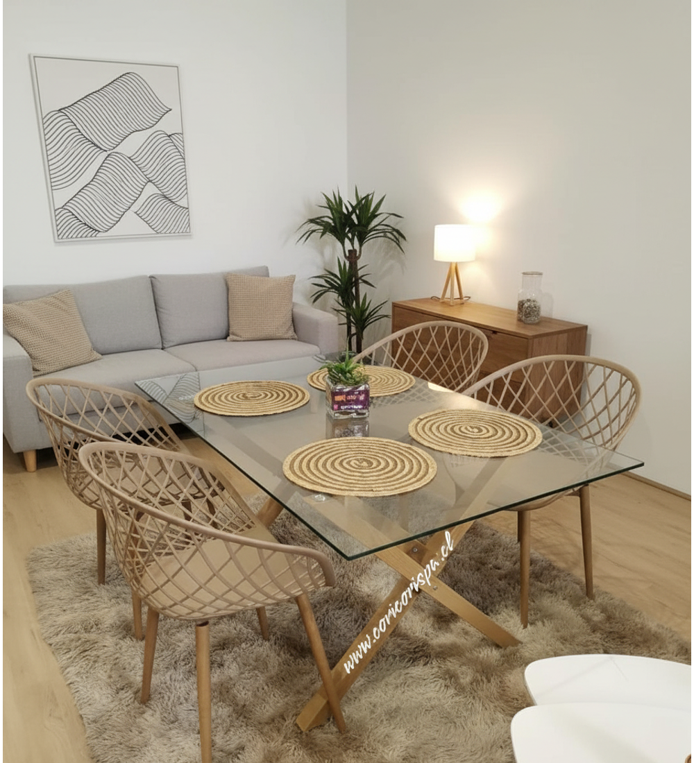 Comedor Medlock 140 x 90cm + 4 Butacas Mesh 