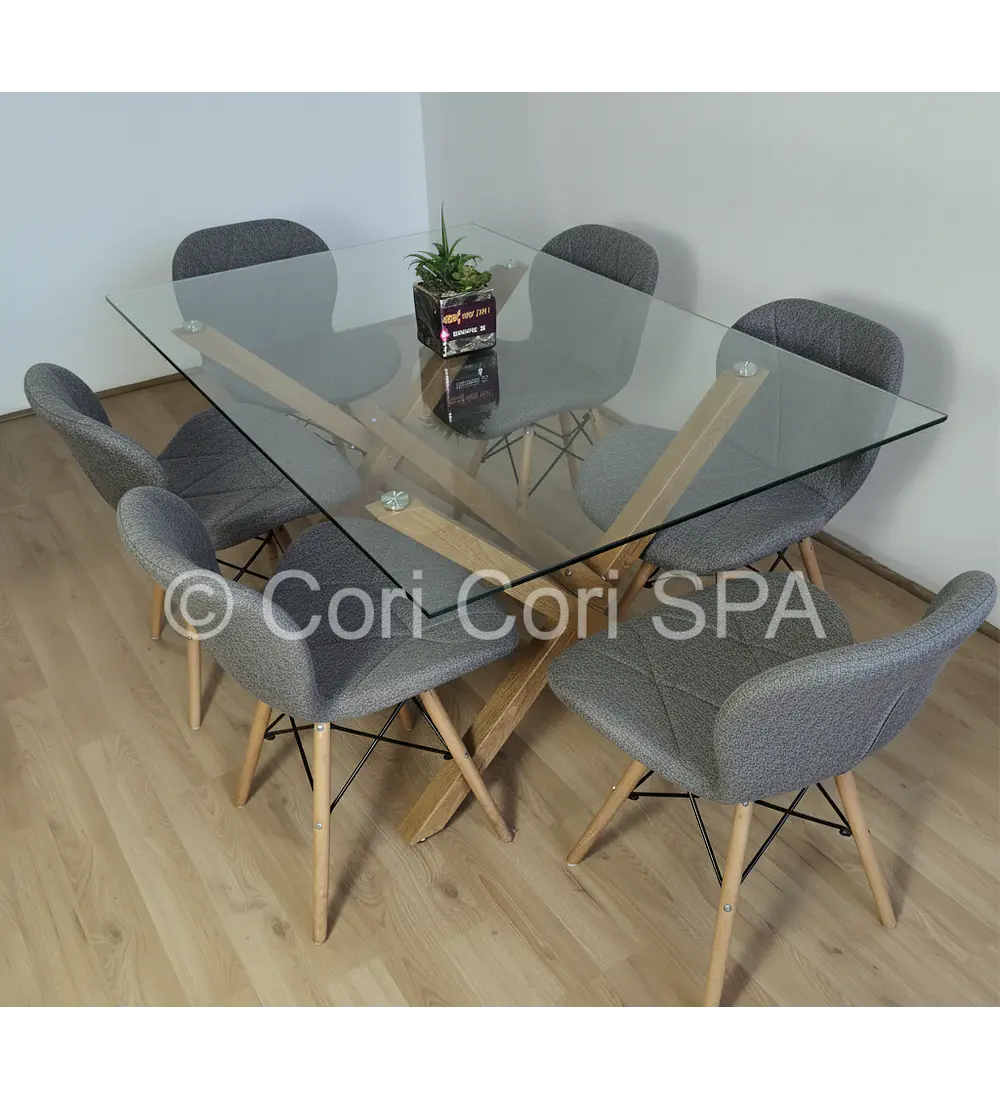 Comedor Medlock 140 x 90cm + 6  Sillas Eames Mariposa Ecocuero