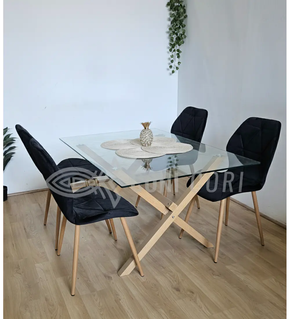 Comedor Medlock 140 x 90cm + 4 Sillas Fiori Velvet Wood