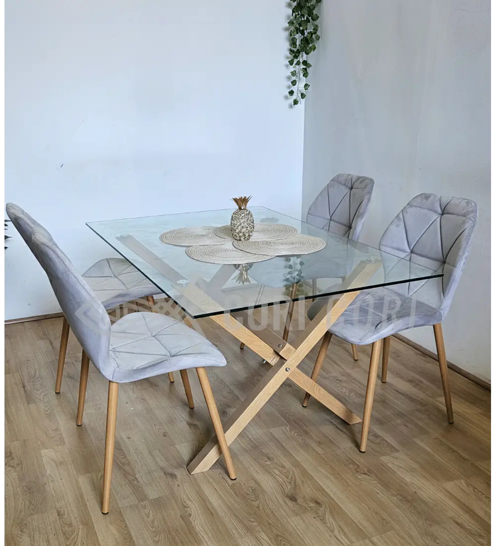 Comedor Medlock 140 x 90cm + 4 Sillas Fiori Velvet Wood