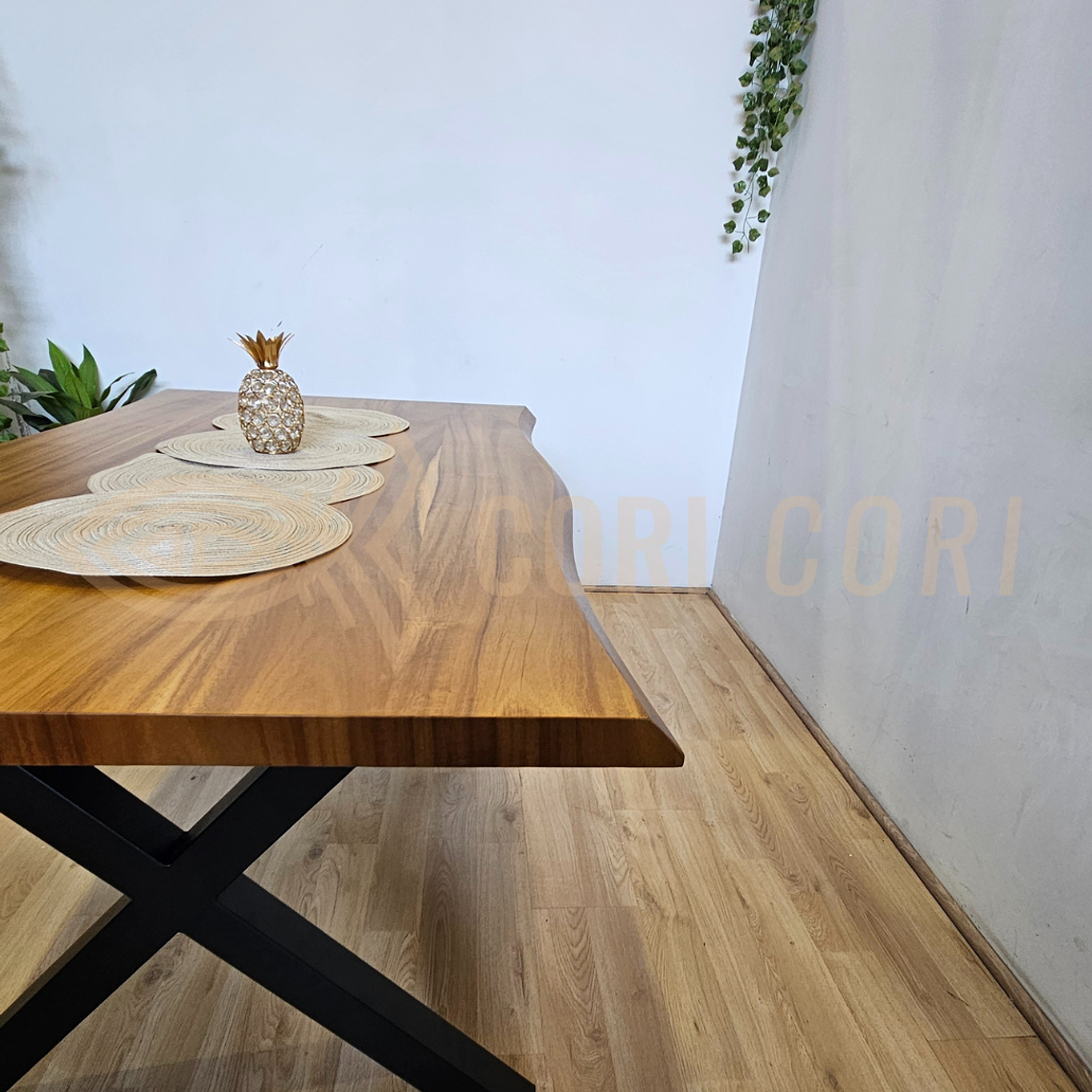 Juego de Comedor Medlock Rústica 160x90 cm + 4 Sillas Mariposa Velvet 4