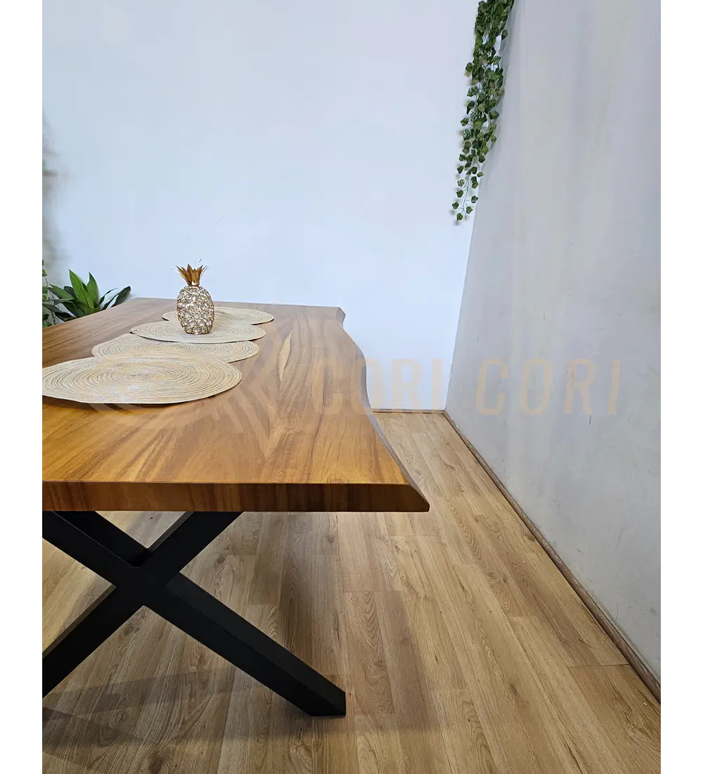 Juego de Comedor Medlock Rústica 160x90 cm + 4 Sillas Mariposa Velvet + 2 Poltrona Diamante