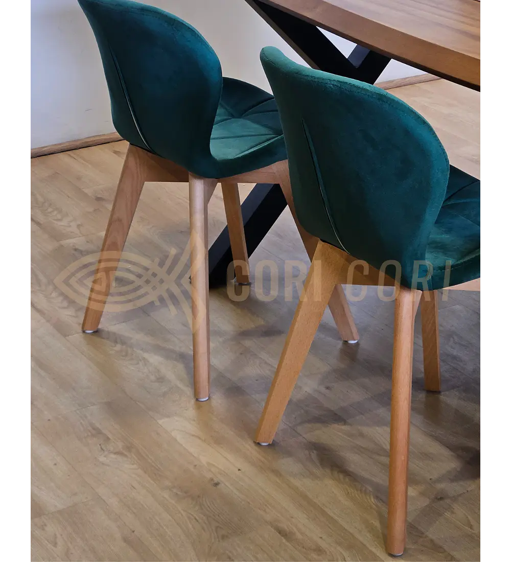Juego de Comedor Medlock Rústica 160x90 cm + 4 Sillas Mariposa Velvet + 2 Poltrona Diamante
