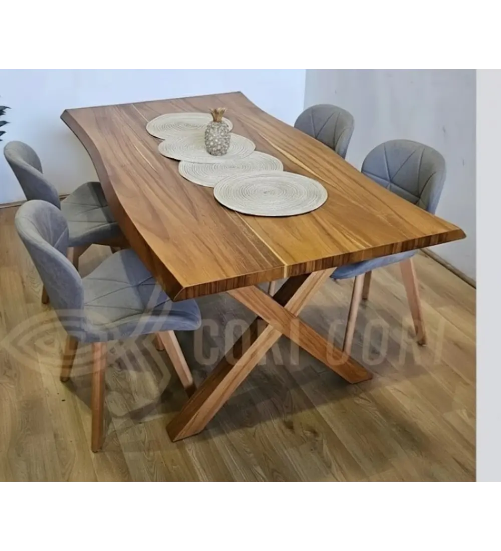 Juego de Comedor Medlock Rústica 160x90 cm + 4 Sillas Mariposa Velvet