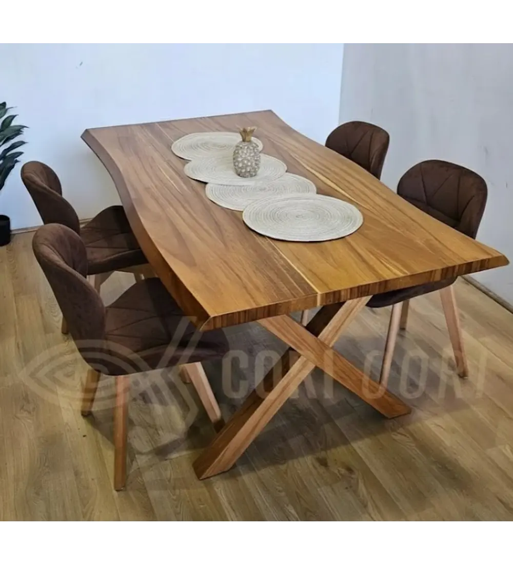 Juego de Comedor Medlock Rústica 160x90 cm + 4 Sillas Mariposa Velvet