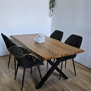 Juego de Comedor Medlock Rústica 160x90 cm + 4 Sillas Fiori Velvet Black