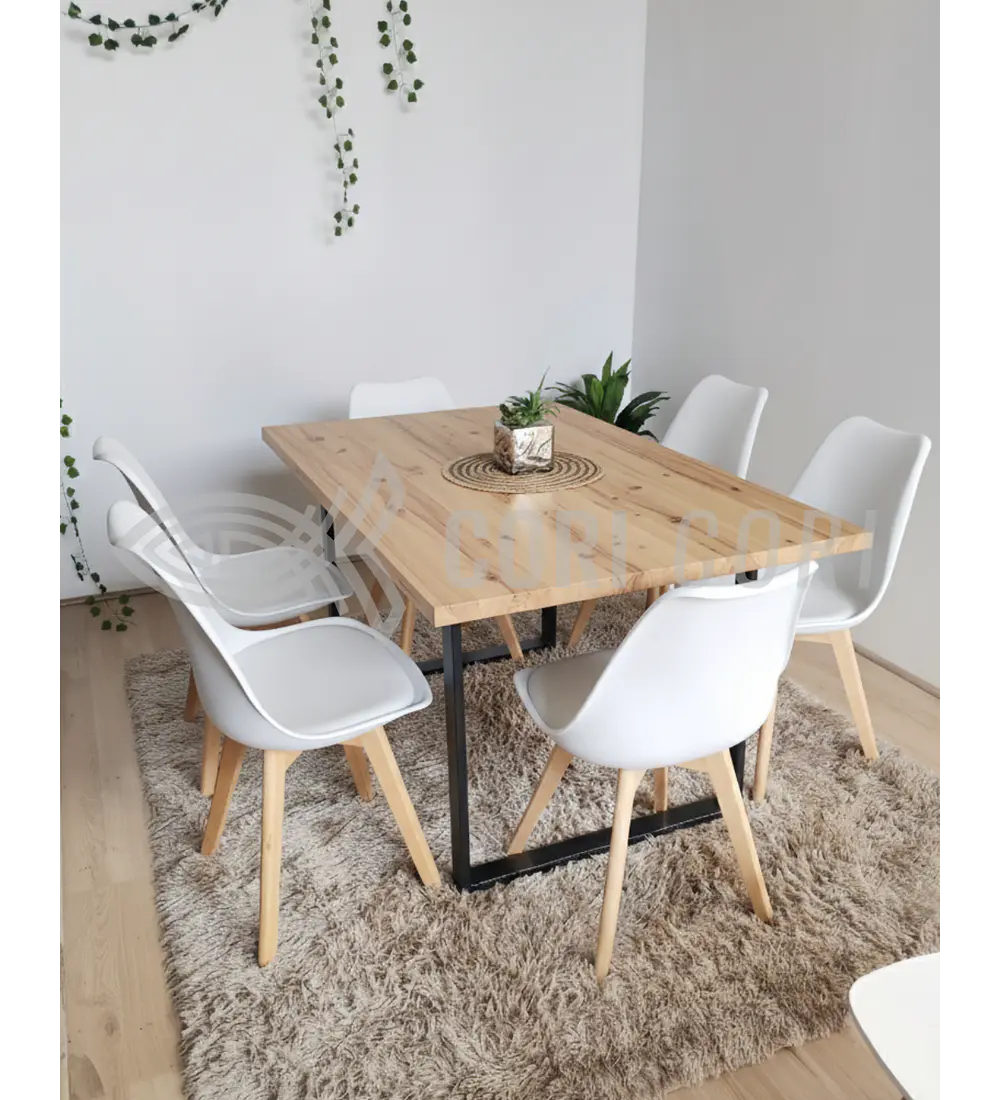 Comedor Industrial 160x90 cms Light  + 6 Sillas Tulip