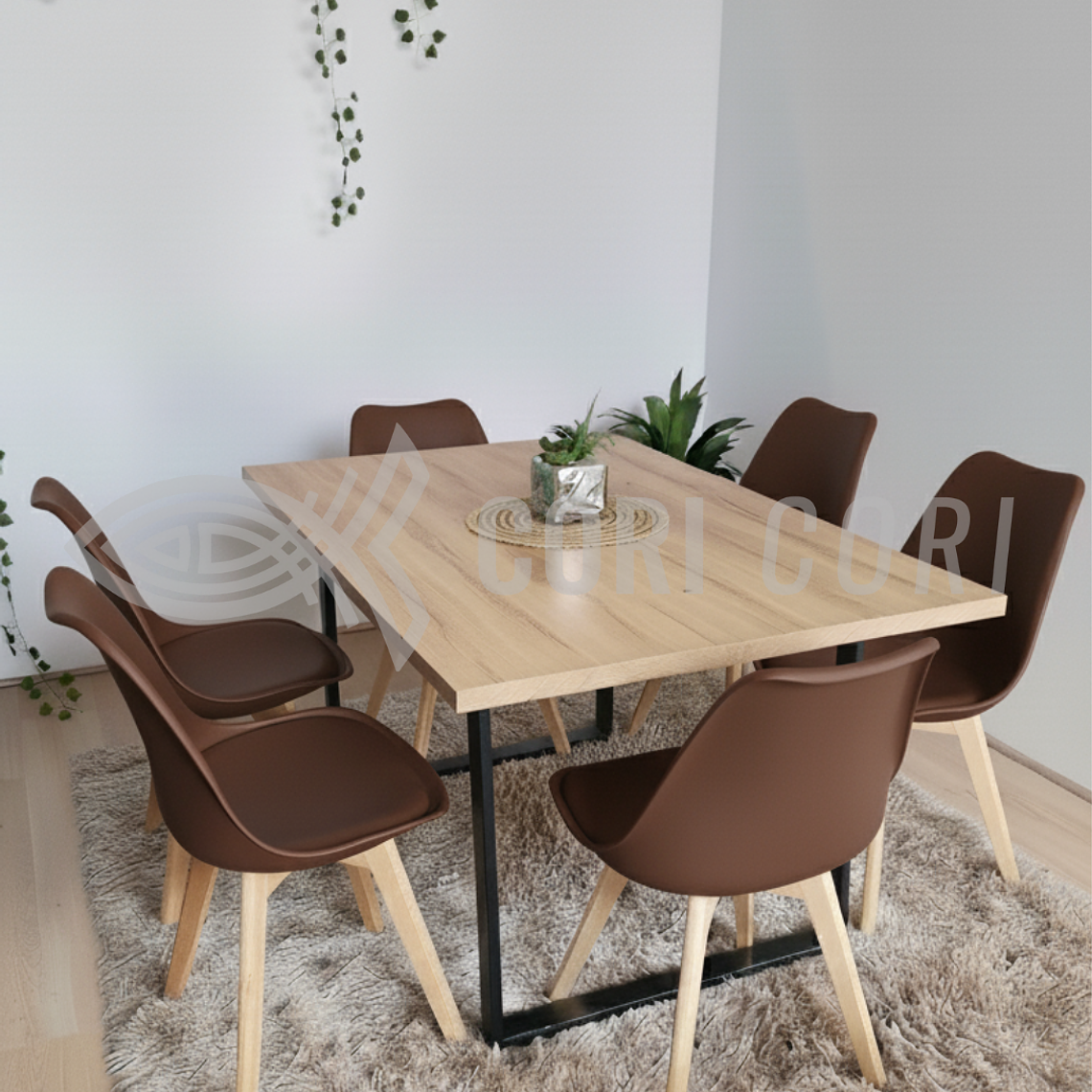 Comedor Industrial 160x90 cms Wood  + 6 Sillas Tulip 8