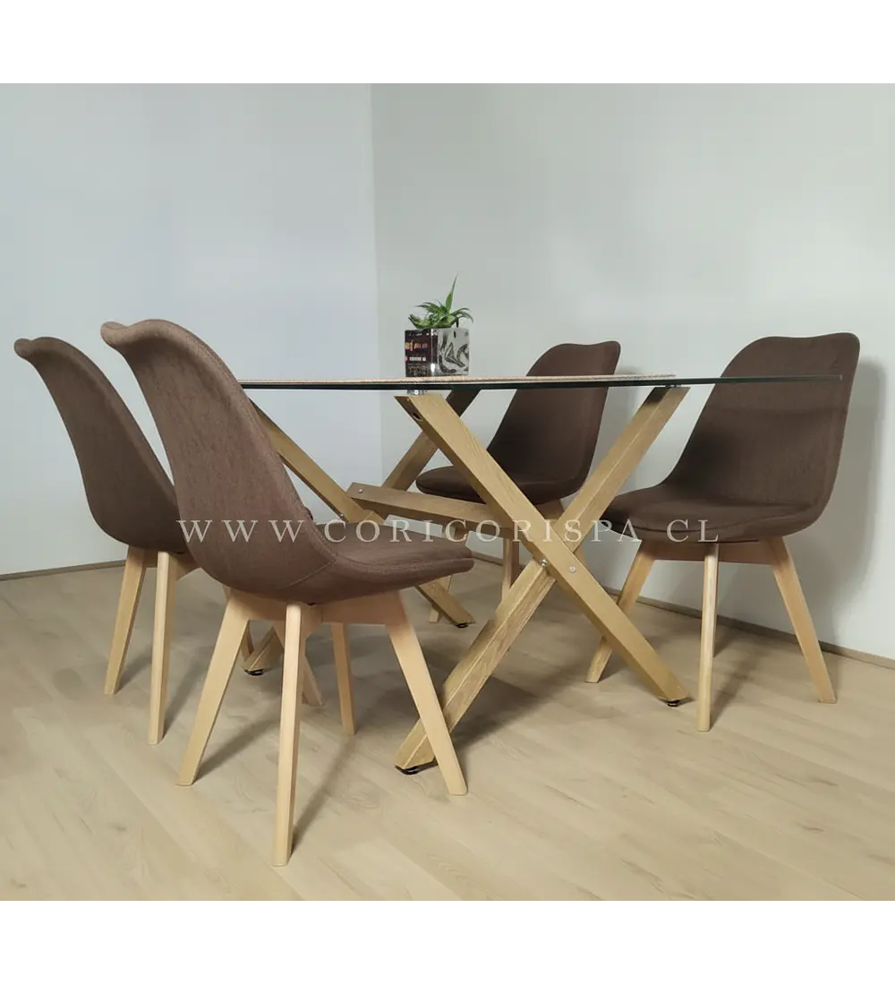 Comedor Medlock 140x90cms + 4 Sillas Tulip Velvet
