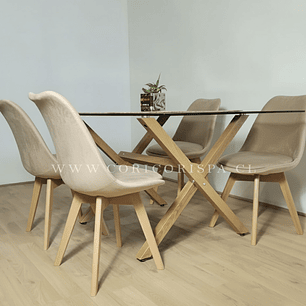 Comedor Medlock 140x90cms + 4 Sillas Tulip Velvet