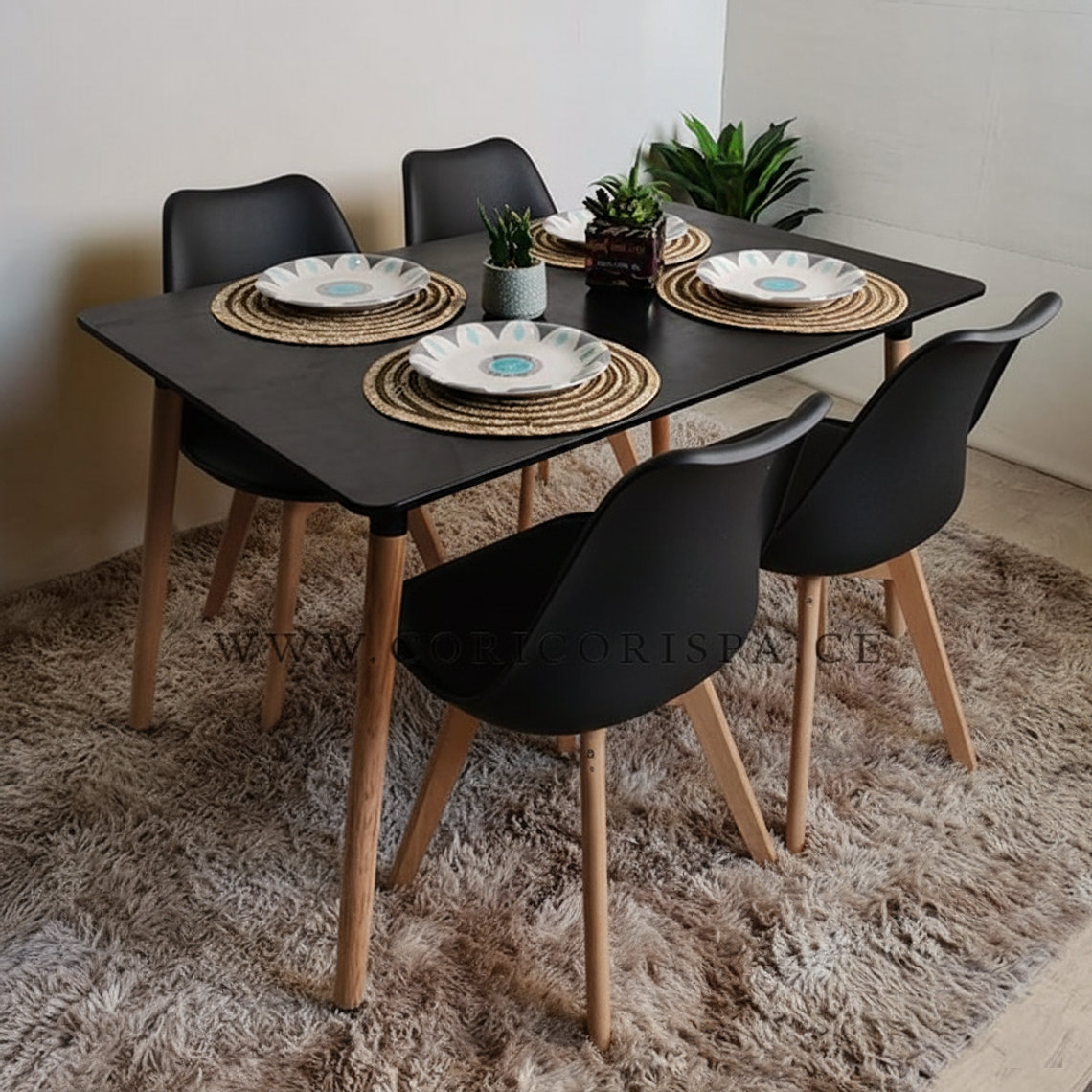 Comedor Mesa Rectangular Melamina 120x80cm + 4 Sillas Tulip 4