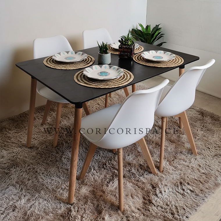 Comedor Mesa Rectangular Melamina 120x80cm + 4 Sillas Tulip 5