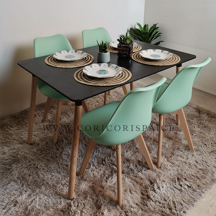 Comedor Mesa Rectangular Melamina 120x80cm + 4 Sillas Tulip 7