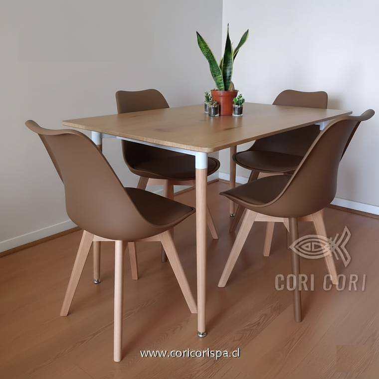 Comedor Mesa Rectangular Melamina 120x80cm + 4 Sillas Tulip 13