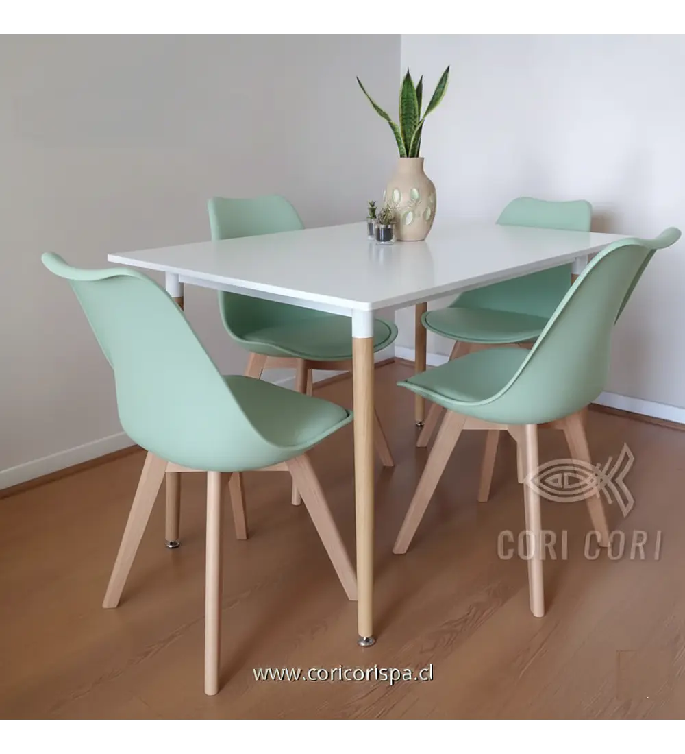 Comedor Mesa Rectangular Melamina 120x80cm + 4 Sillas Tulip