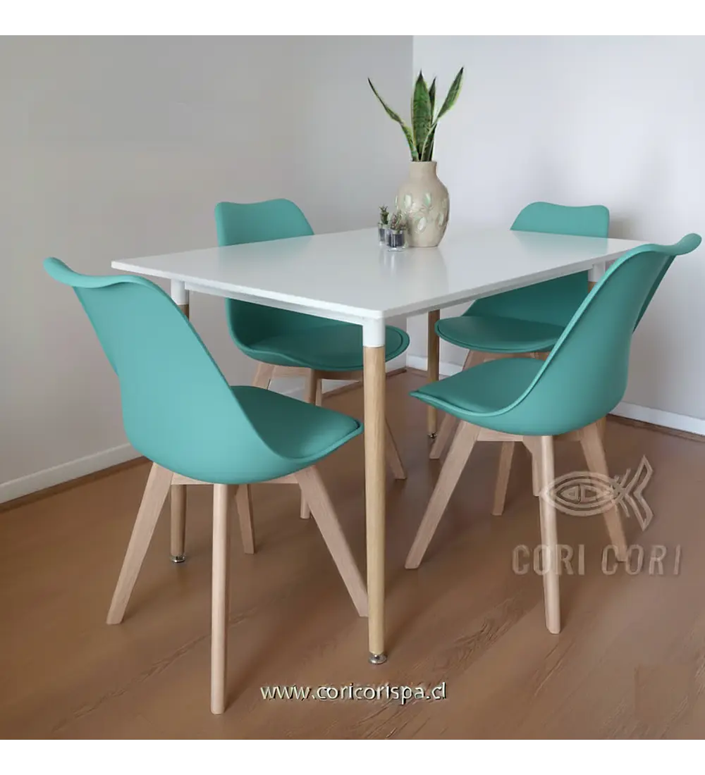 Comedor Mesa Rectangular Melamina 120x80cm + 4 Sillas Tulip