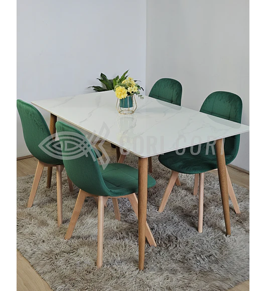 Mármol 160x90cm  + 4 Sillas Capitonne Velvet
