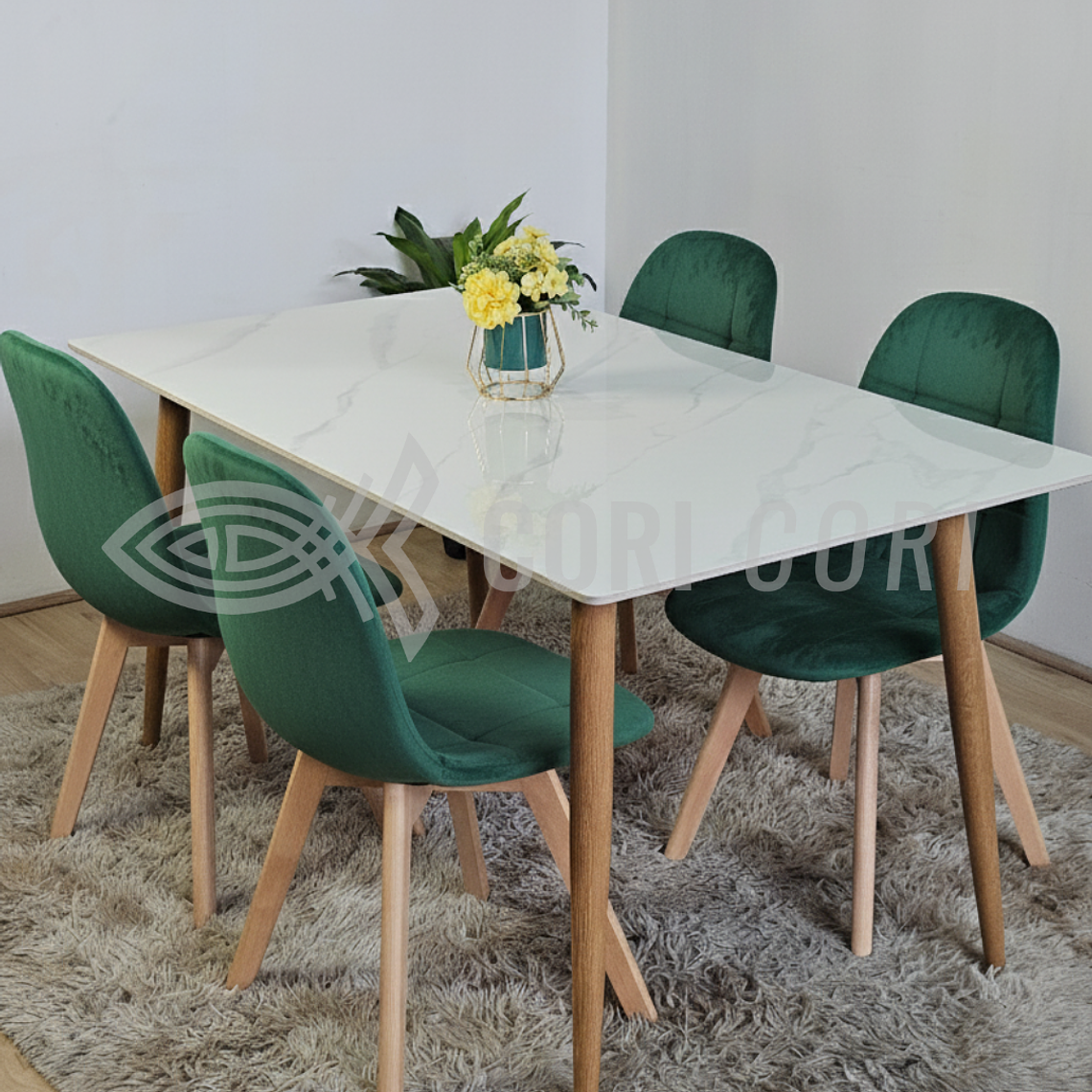 Mármol 160x90cm  + 4 Sillas Capitonne Velvet 1