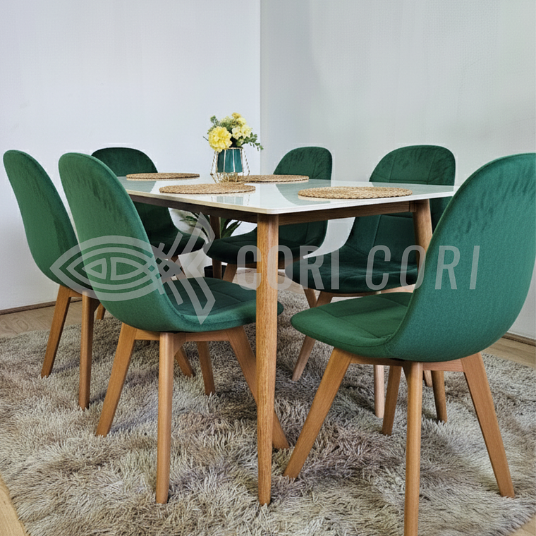 Mármol 120x80cm  + 6 Sillas Capitonne Velvet 13