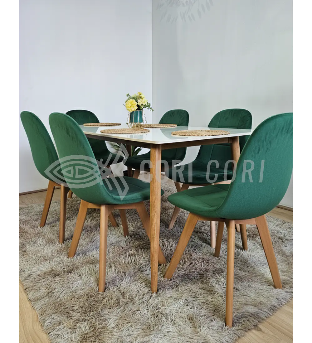 Mármol 140x80cm  + 6 Sillas Capitonne Velvet