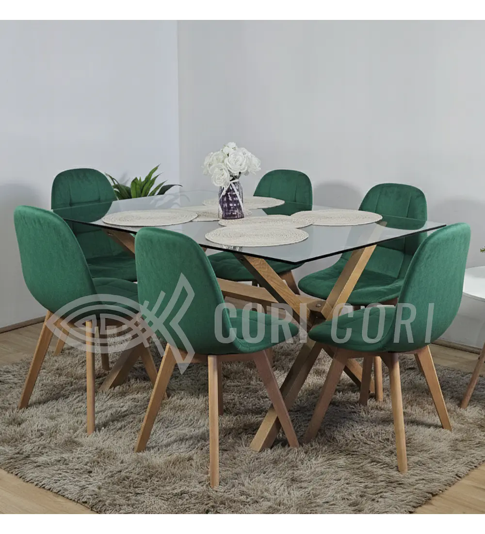 Comedor Medlock 140 x 90cm + 6  Sillas Capitonne Velvet 