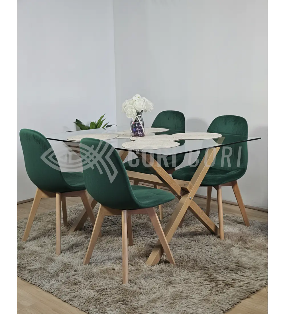Comedor Medlock 140 x 90cm + 4  Sillas Capitonne Velvet 