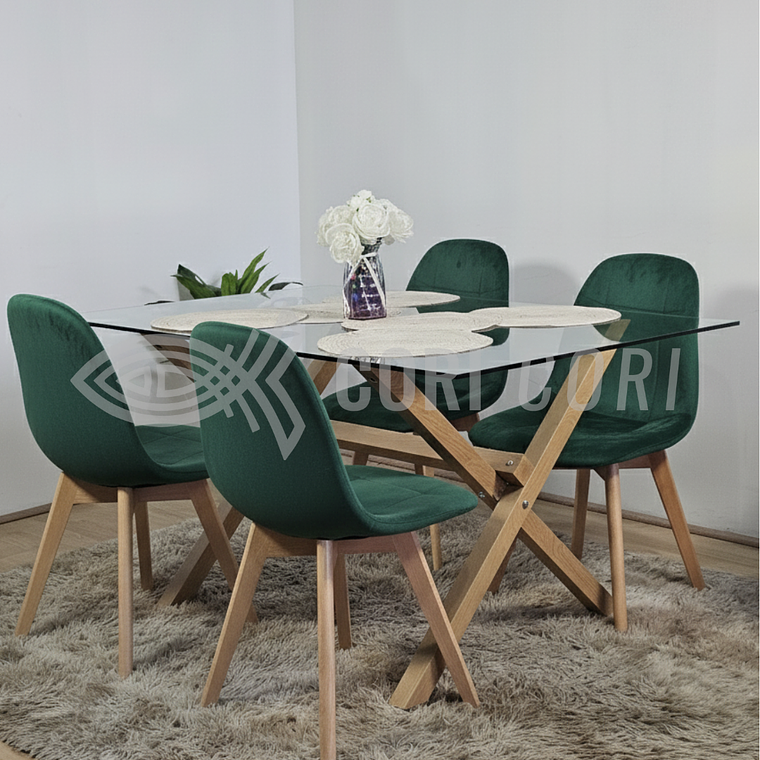 Comedor Medlock 140 x 90cm + 4  Sillas Capitonne Velvet  8