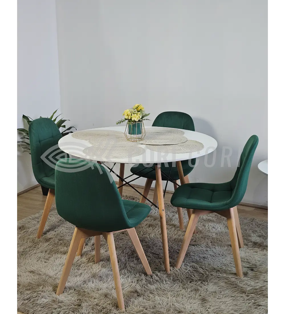 Comedor Mesa Eames 100cm + 4 Sillas Capitonne Velvet