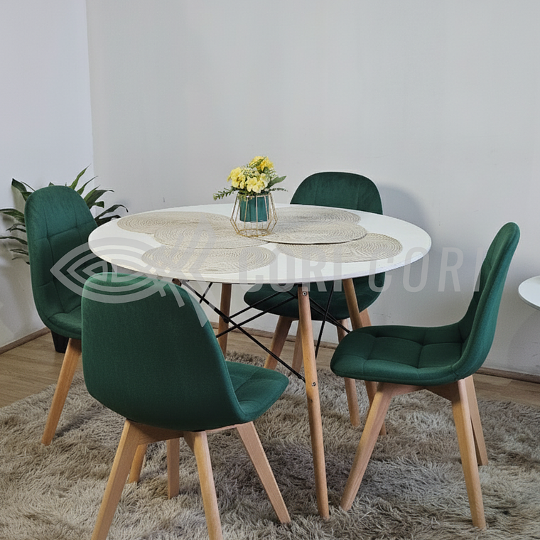 Comedor Mesa Eames 100cm + 4 Sillas Capitonne Velvet 13