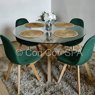 Comedor Warwick 100cm + 4 Silla Capitonné Velvet 