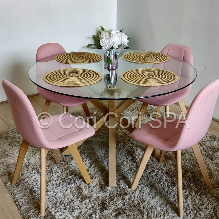 Comedor Warwick 100cm + 4 Silla Capitonné Velvet  6