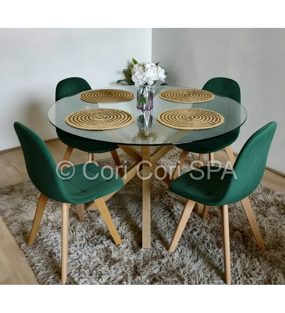 Comedor Warwick 120cm + 4 Silla Capitonné Velvet 