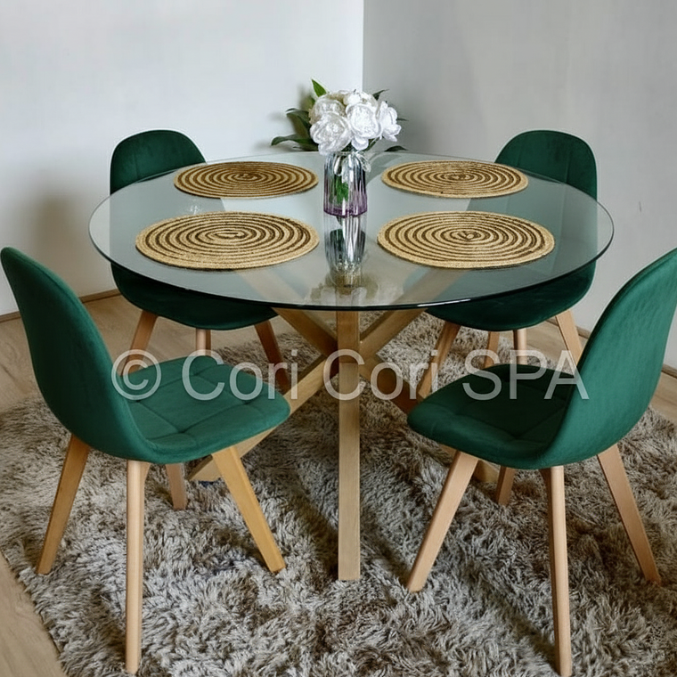 Comedor Warwick 120cm + 4 Silla Capitonné Velvet  2