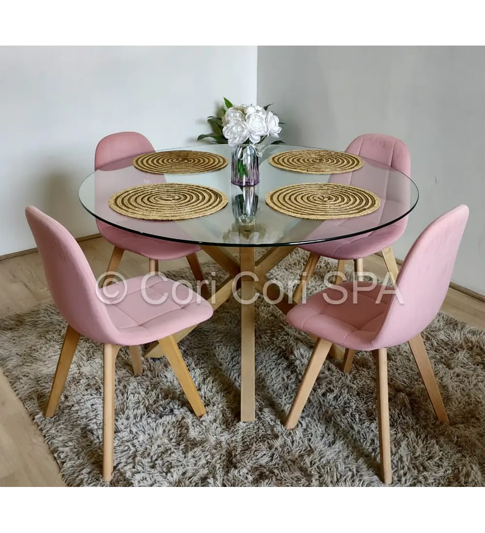 Comedor Warwick 120cm + 4 Silla Capitonné Velvet 