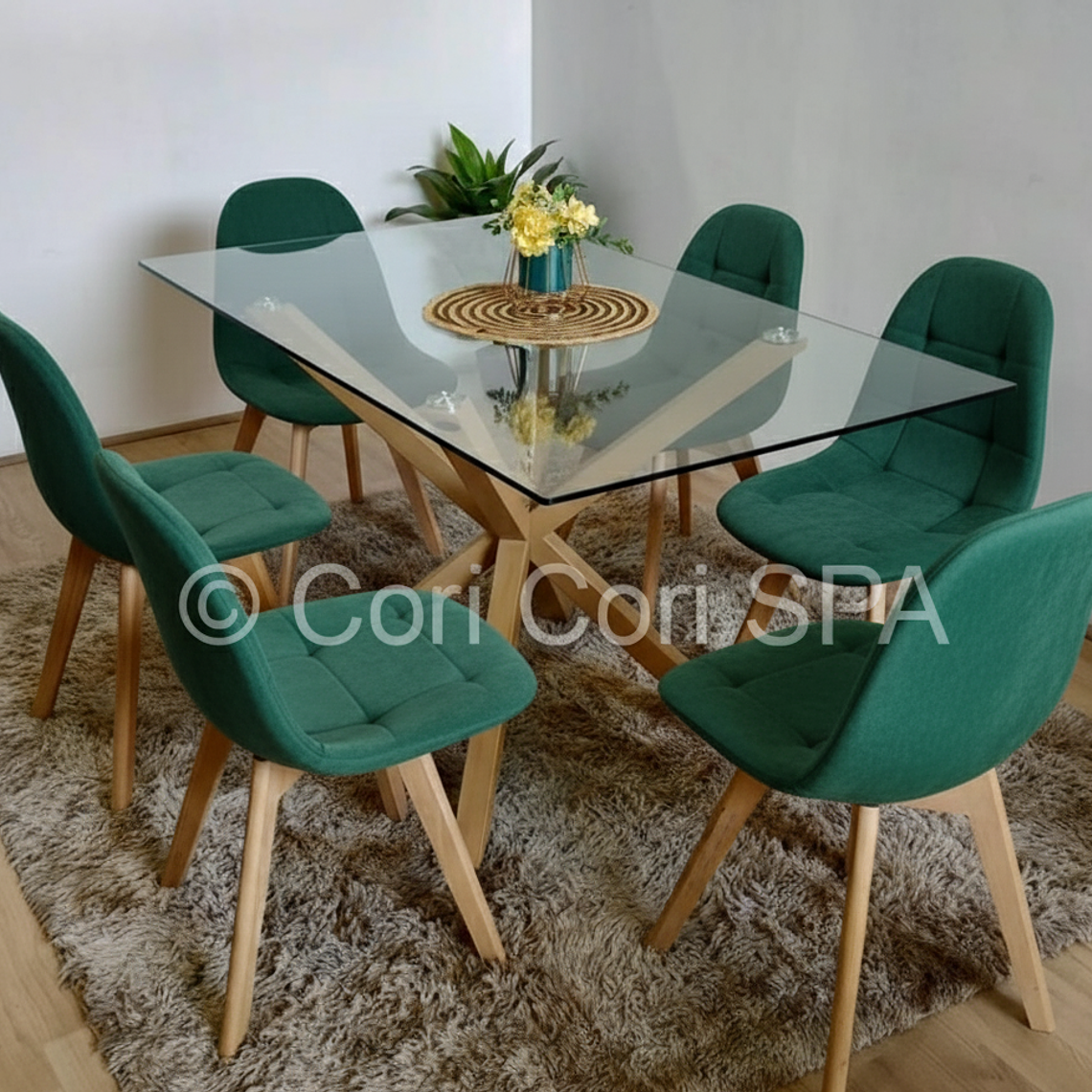 Comedor Madrid 140x80cms + 6 Sillas Capitonné Velvet  2