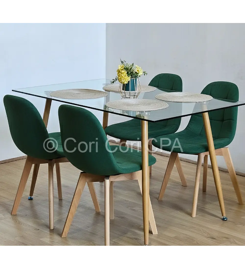 Comedor Rubi 120x80cms + 4 Sillas Capitonne Velvet 