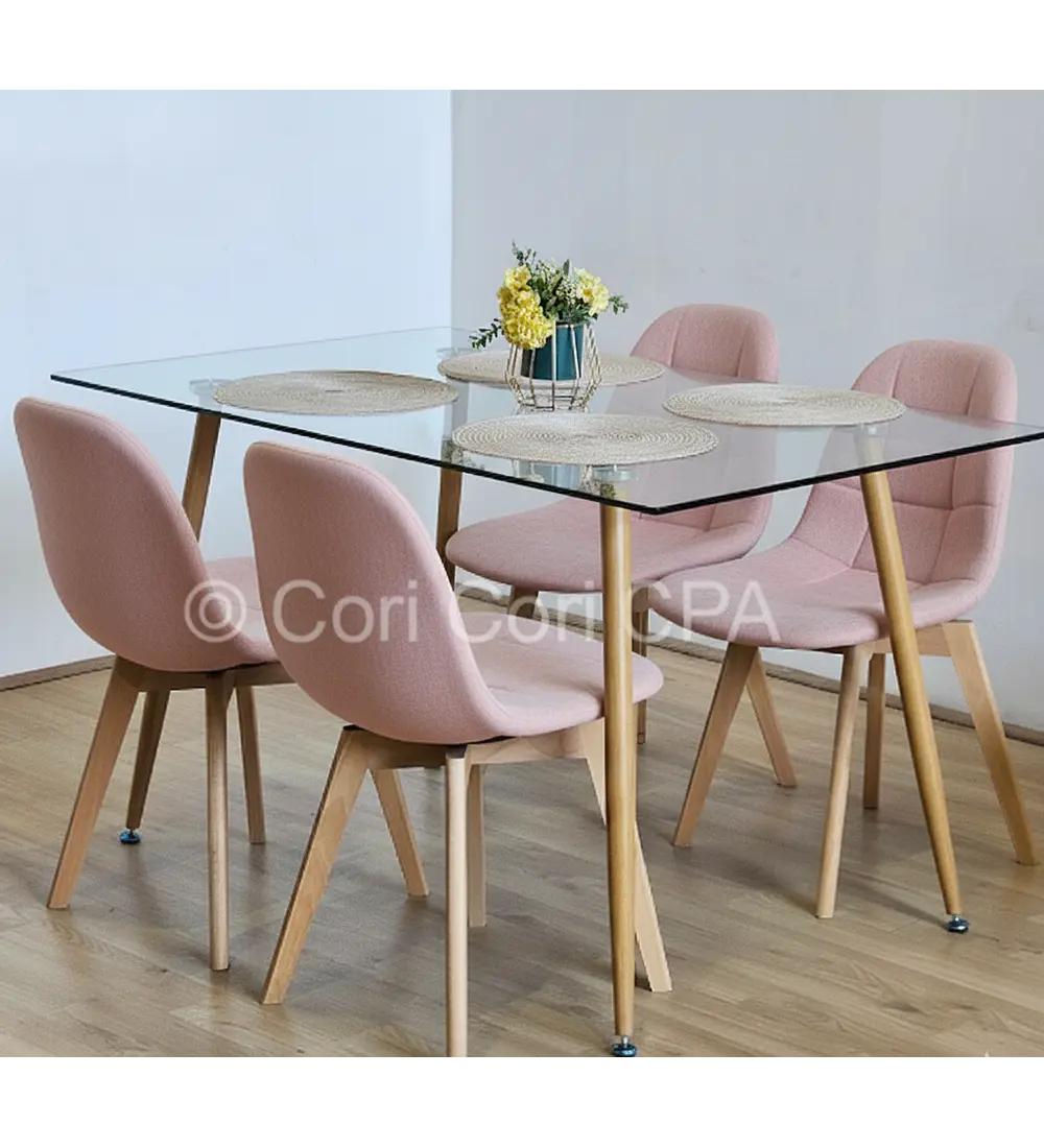 Comedor Rubi 120x80cms + 4 Sillas Capitonne Velvet 
