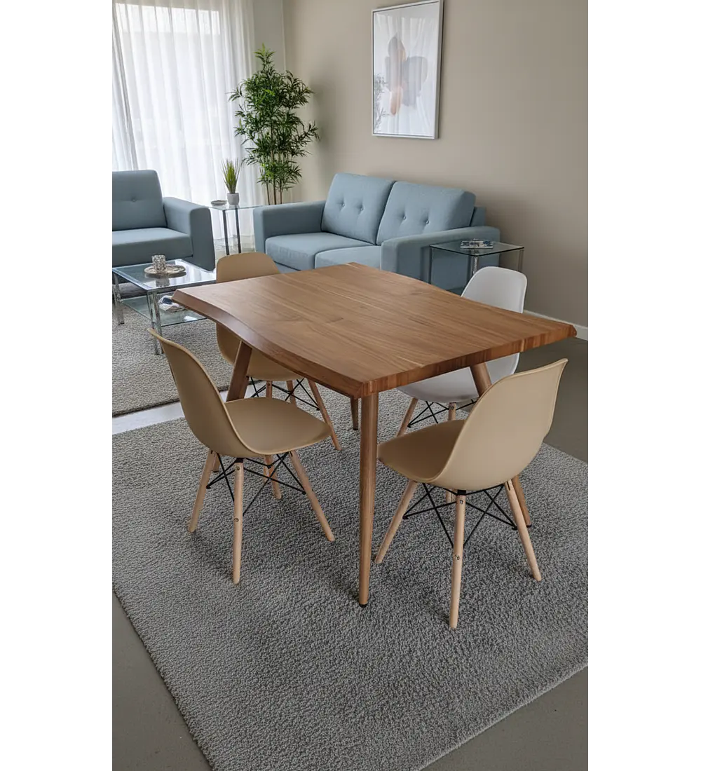 Mesa Rubi Rustica 120x80cms + 4 Silla Eames