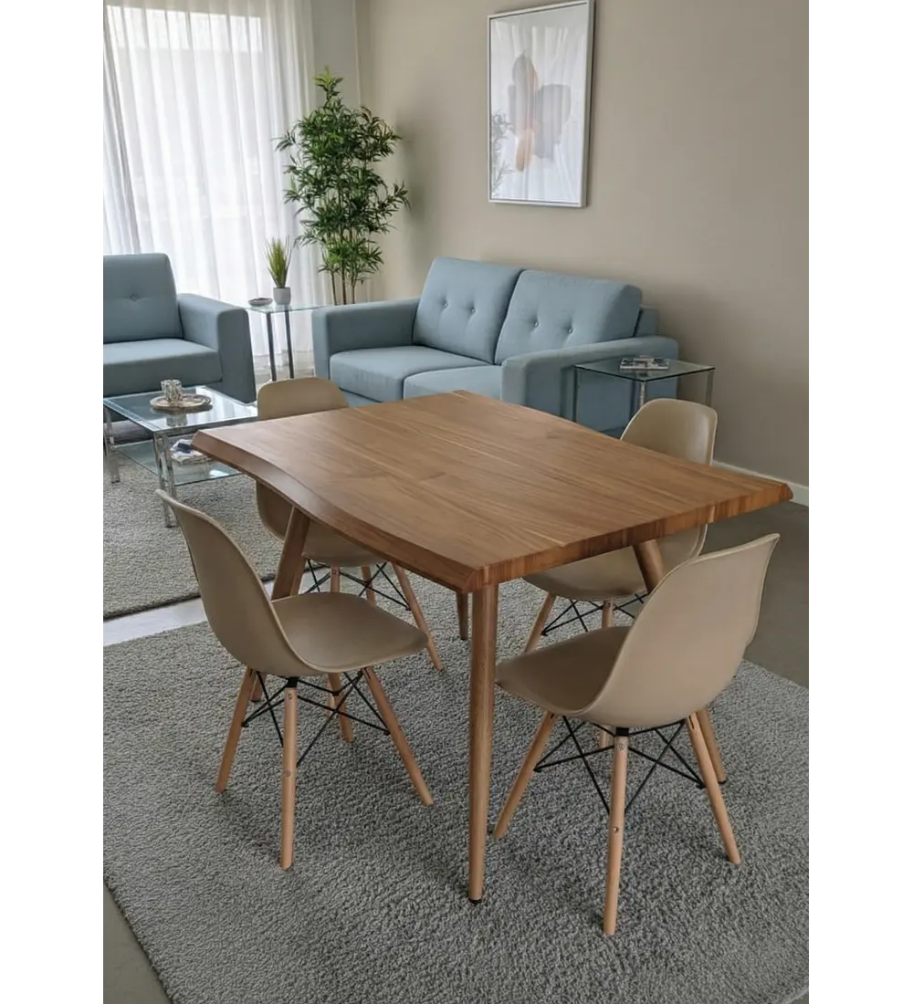 Mesa Rubi Rustica 120x80cms + 4 Silla Eames