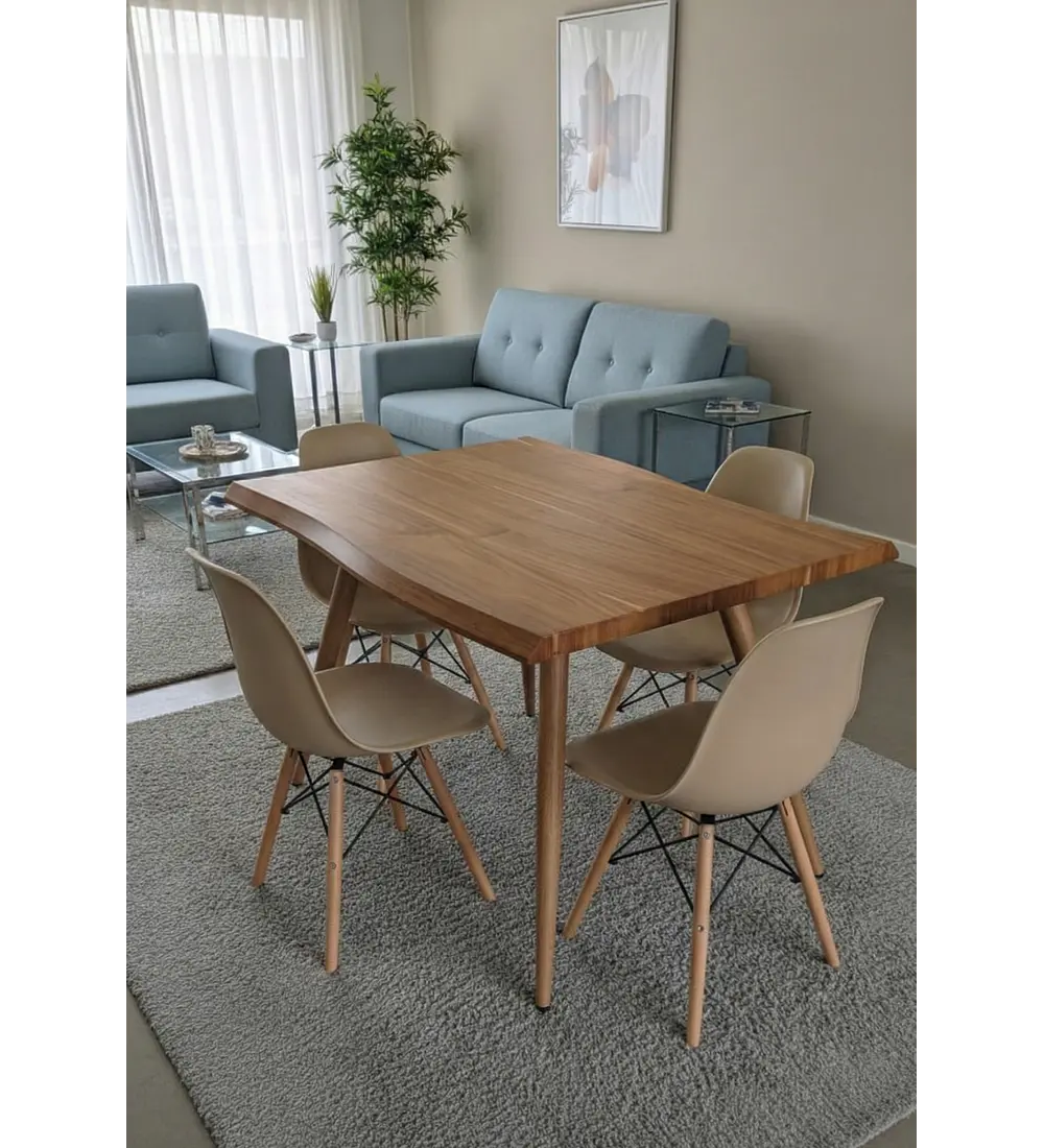 Mesa Rubi Rustica 120x80cms + 4 Silla Eames