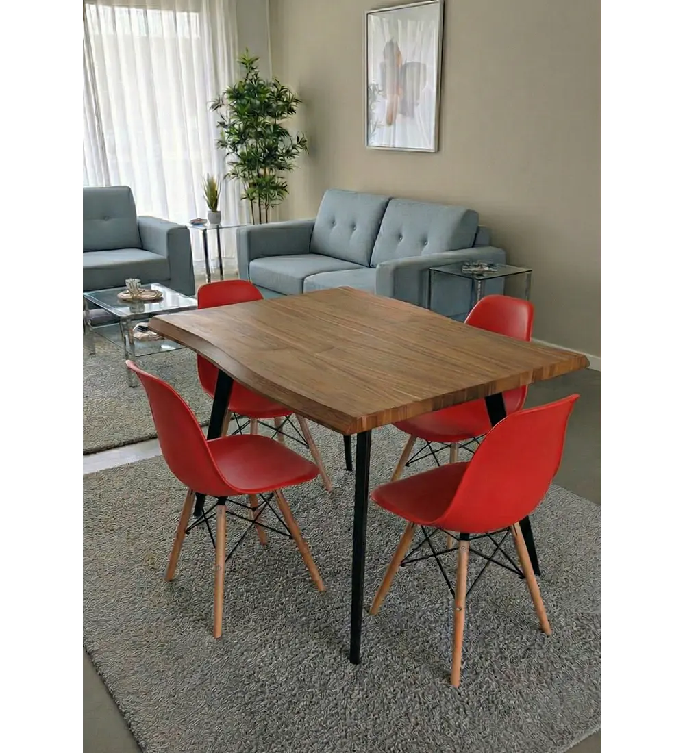 Mesa Rubi Rustica 120x80cms + 4 Silla Eames
