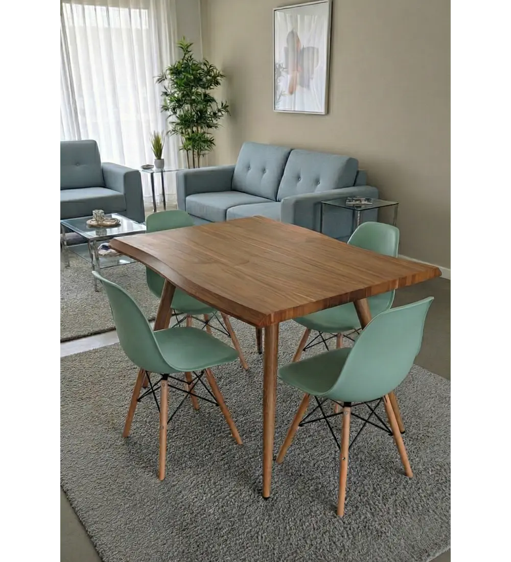 Mesa Rubi Rustica 120x80cms + 4 Silla Eames