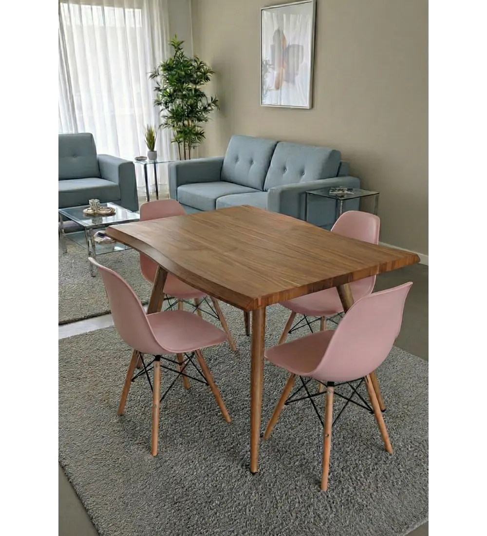 Mesa Rubi Rustica 120x80cms + 4 Silla Eames