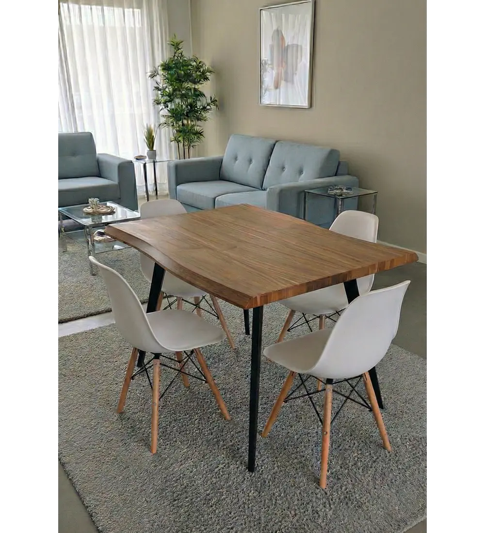 Mesa Rubi Rustica 120x80cms + 4 Silla Eames