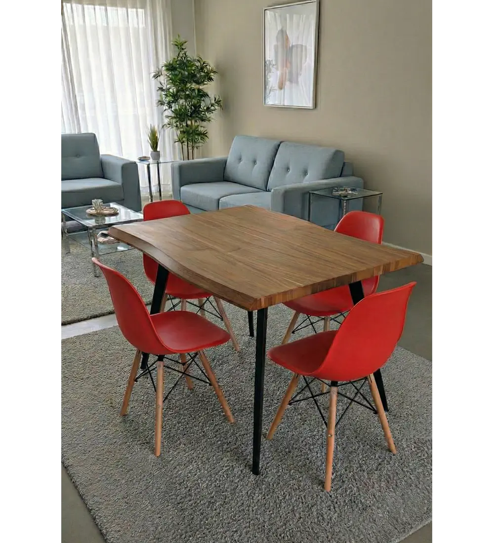 Mesa Rubi Rustica 120x80cms + 4 Silla Eames