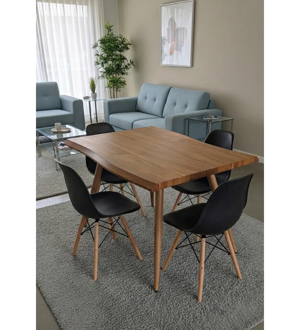 Mesa Rubi Rustica 120x80cms + 4 Silla Eames
