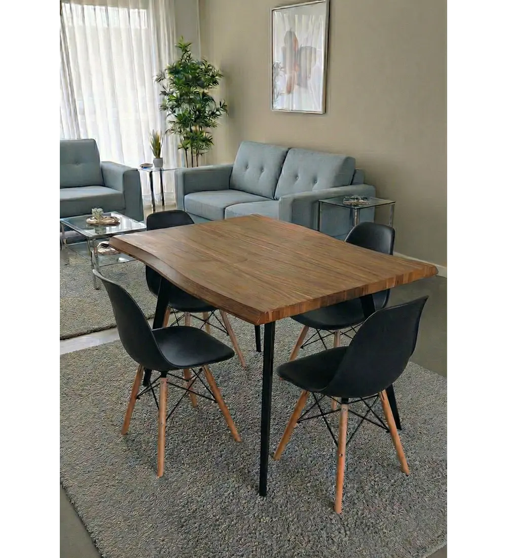 Mesa Rubi Rustica 120x80cms + 4 Silla Eames