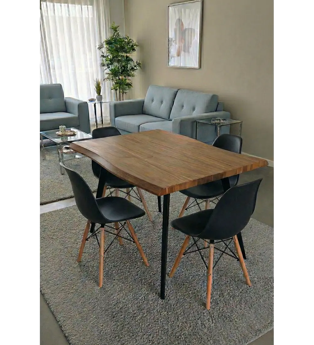 Mesa Rubi Rustica 120x80cms + 4 Silla Eames