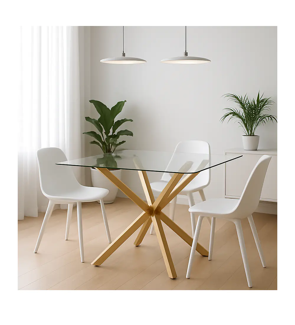 Mesa Madrid Gold Cuadrada 100x100 cm 