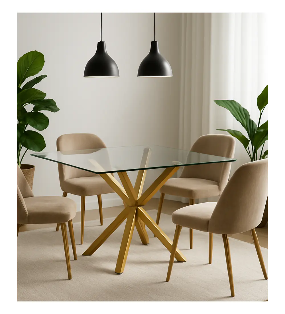 Mesa Madrid Gold Cuadrada 100x100 cm 